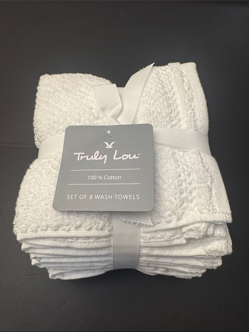 8pc TRULY LOU 💯% Cotton Washcloth Towel Set - White - Picture 3 of 5